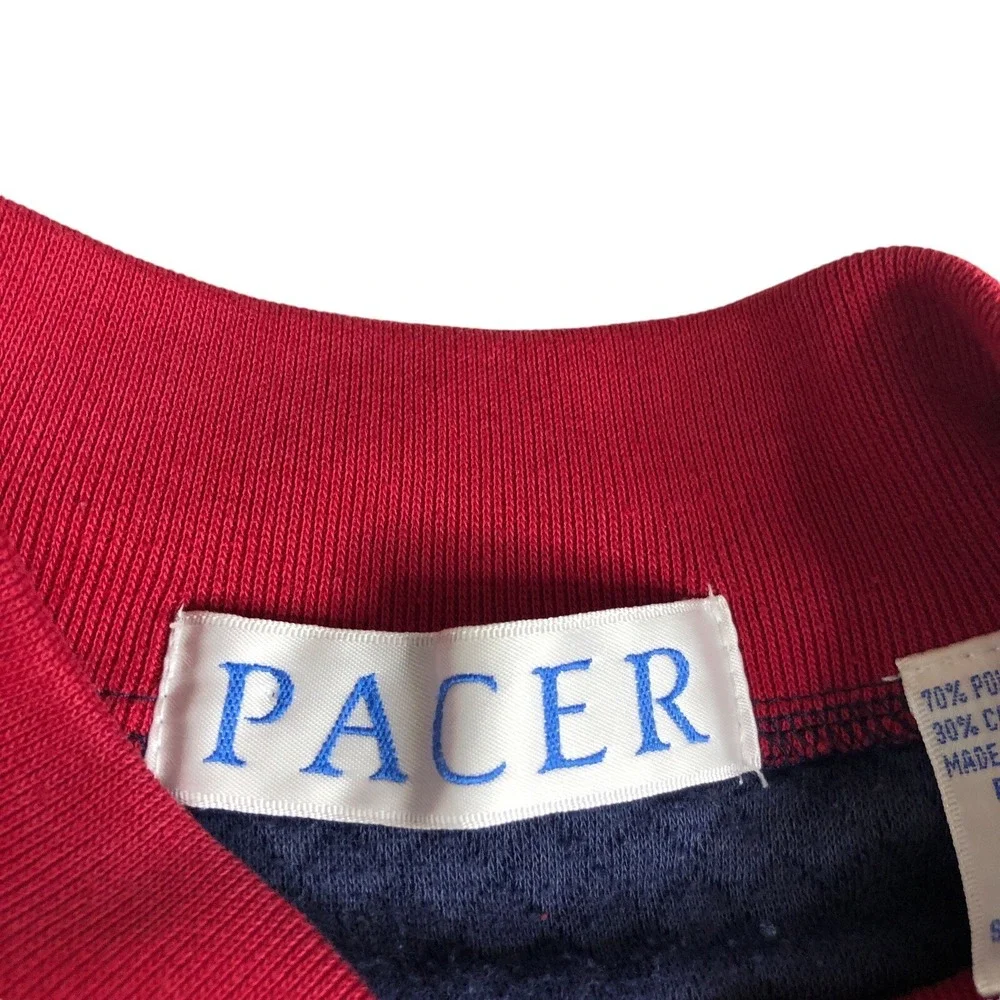 Vintage 80s Pacer Bomber Sweater Jacket Mens M Colorblock Varsity‎ Snap Front